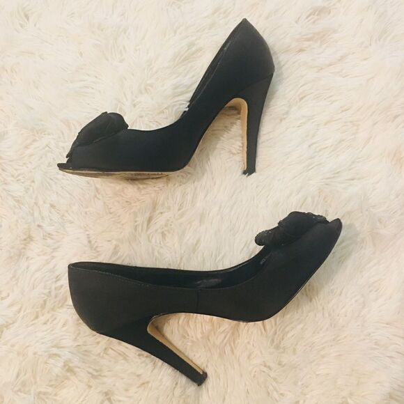 Joey Black Peep Toe Sparkle Heels - Picture 6 of 16